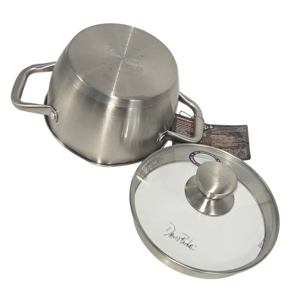 David Burke Regency 2.4Qt Stainless Steel Casserole Pot & Straining Lid Cookware